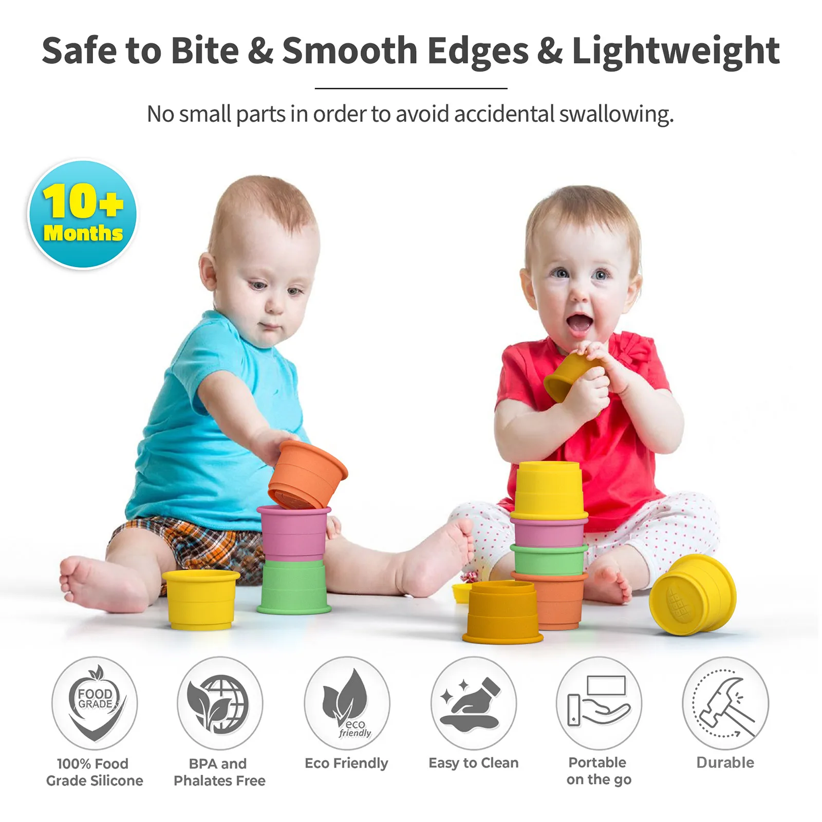 Baby Silikon Stapel becher Montessori Baustein BPA kostenlos Sanduhr Spielzeug frühen pädagogischen Stapel Turm Geschenke für Jungen Mädchen