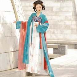 Pmwrun 2023 Spring Summer New Arrival Adult Hanfu Dress with Chinese Style Print, Embroidery, and Big Sleeve Set for Women