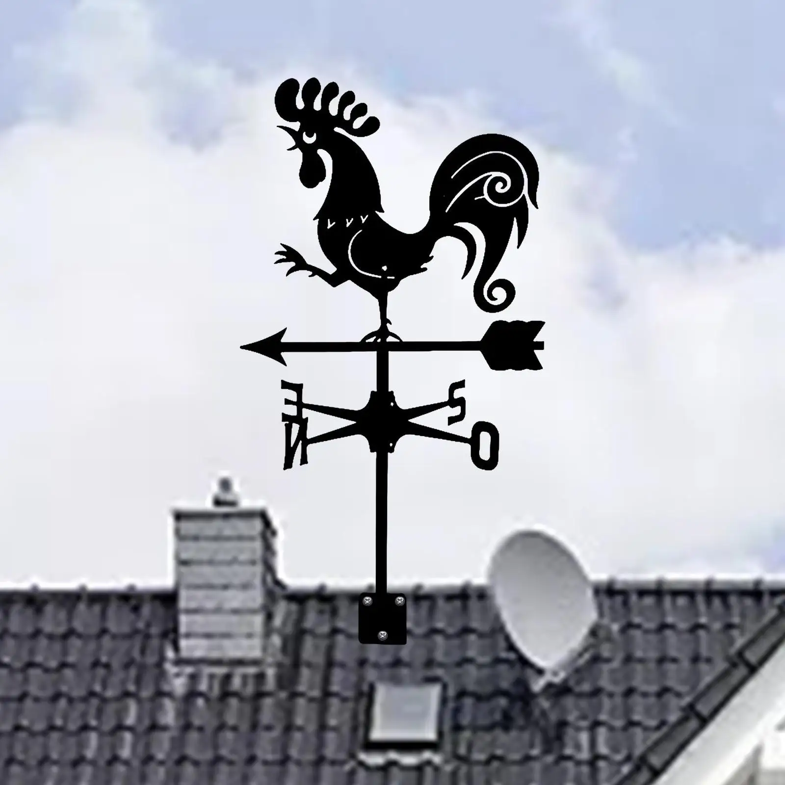Wrought Iron Weathervane Scene Wind Direction Measuring Instrument Weather Vane Outdoor Scene for Lawn Farmhouse Decoration
