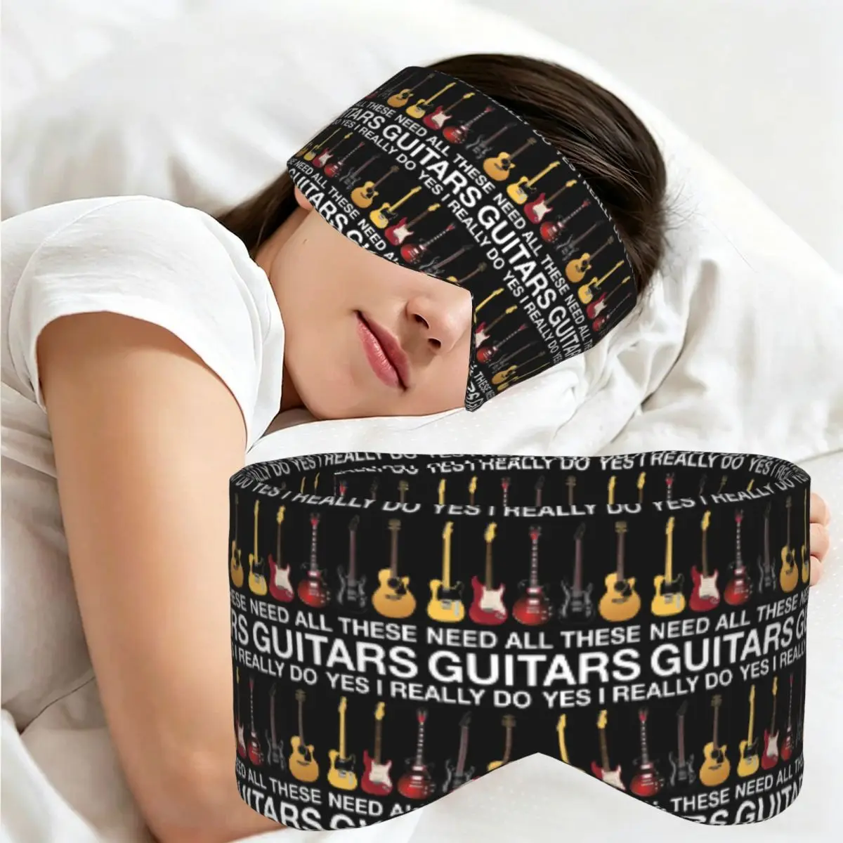 Ouais, j'ai vraiment besoin de toutes ces guitares – Masque de sommeil portable pour filles et garçons, idéal pour la maison, les fêtes, ou comme cadeau – Cache-yeux, bandeau pour les yeux