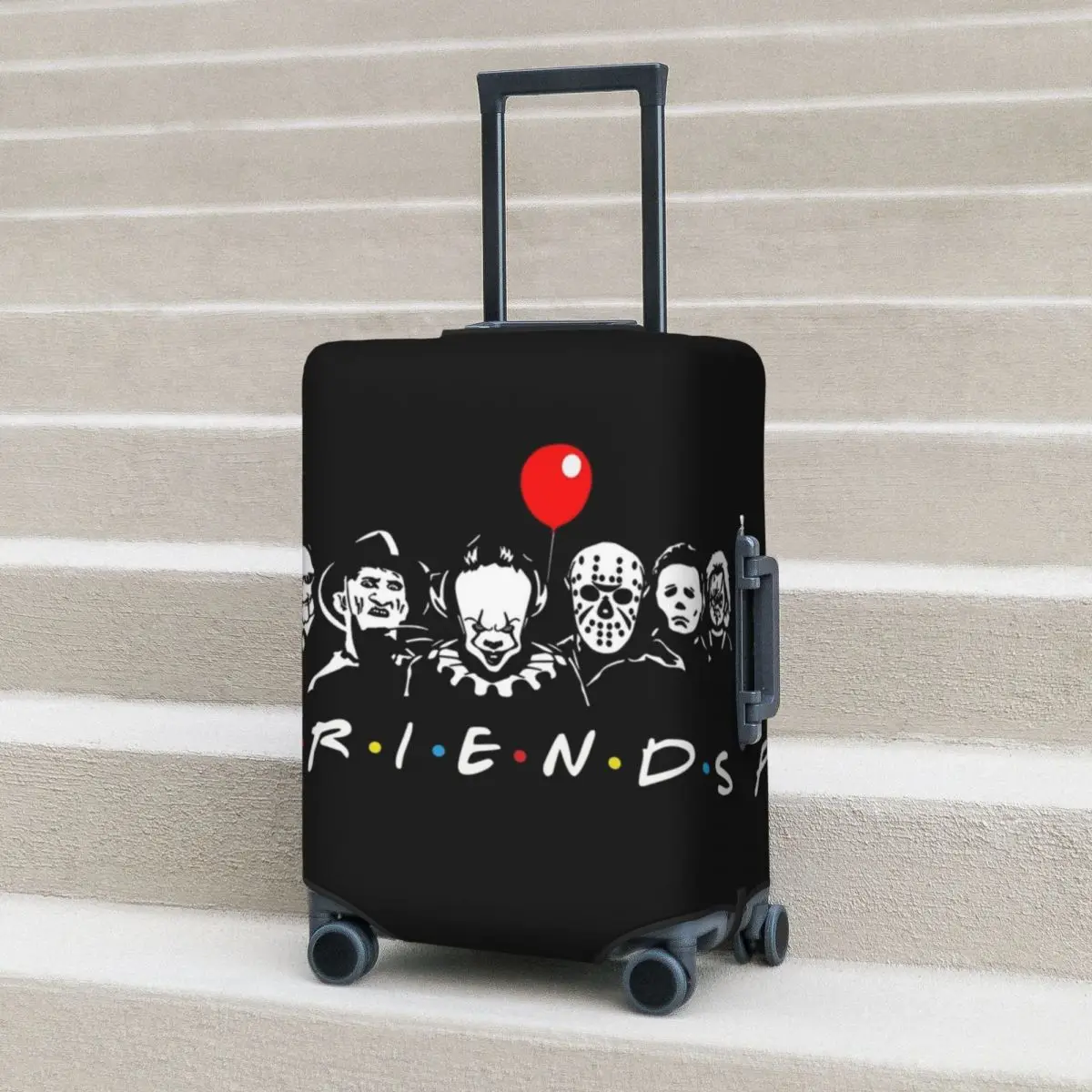 

Horror Movie Halloween Friends Suitcase Cover Film Character Travel Holiday Strectch Luggage Supplies Protector