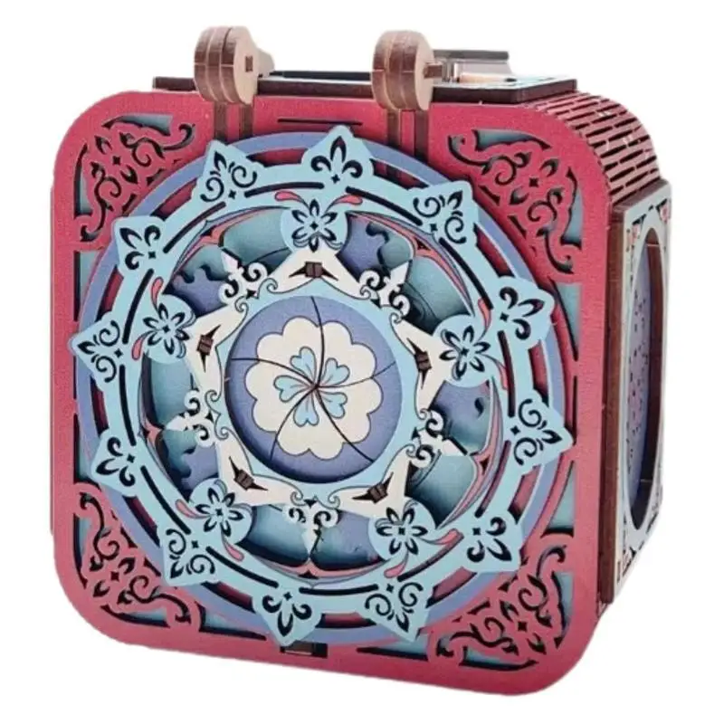 

Retro Swivel Flip Color Music Box Diy Wooden Assembled Jewelry Box Handmade Homemade Music Box Birthday Gift Box