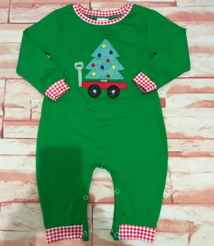 

2024 Christmas boys girls baby romper onesie boutique clothing children clothes long-sleeved baby romper cotton Santa Claus deer