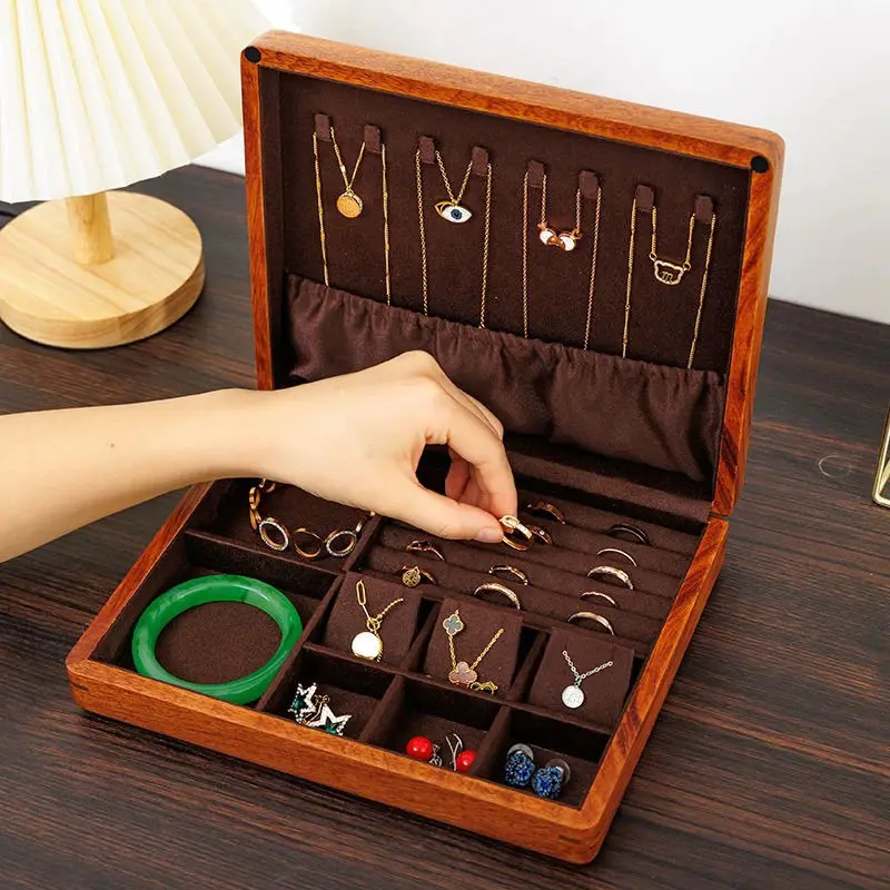 

Wood Jewelry Storage Box Bracelet Necklace Organizer Box Women's Pendant Ring Earring Display Boxes Luxury Jewelry Display Case