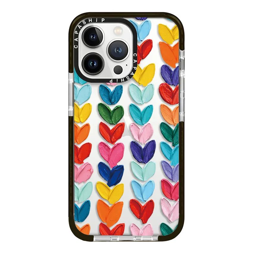 Ölgemälde Graffiti Herz Fall für iPhone 16 15 14 13 12 11 pro x xs xr max 7 8 plus se 20 2022 weiche TPU stoß feste Rückseite