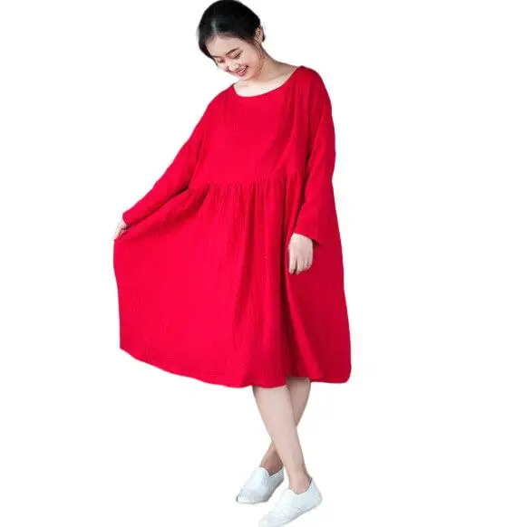 

Hot Sale vestidos 2024 Spring New Women cotton linen dress, Long Sleeve Dress,brand Elegant dress tops