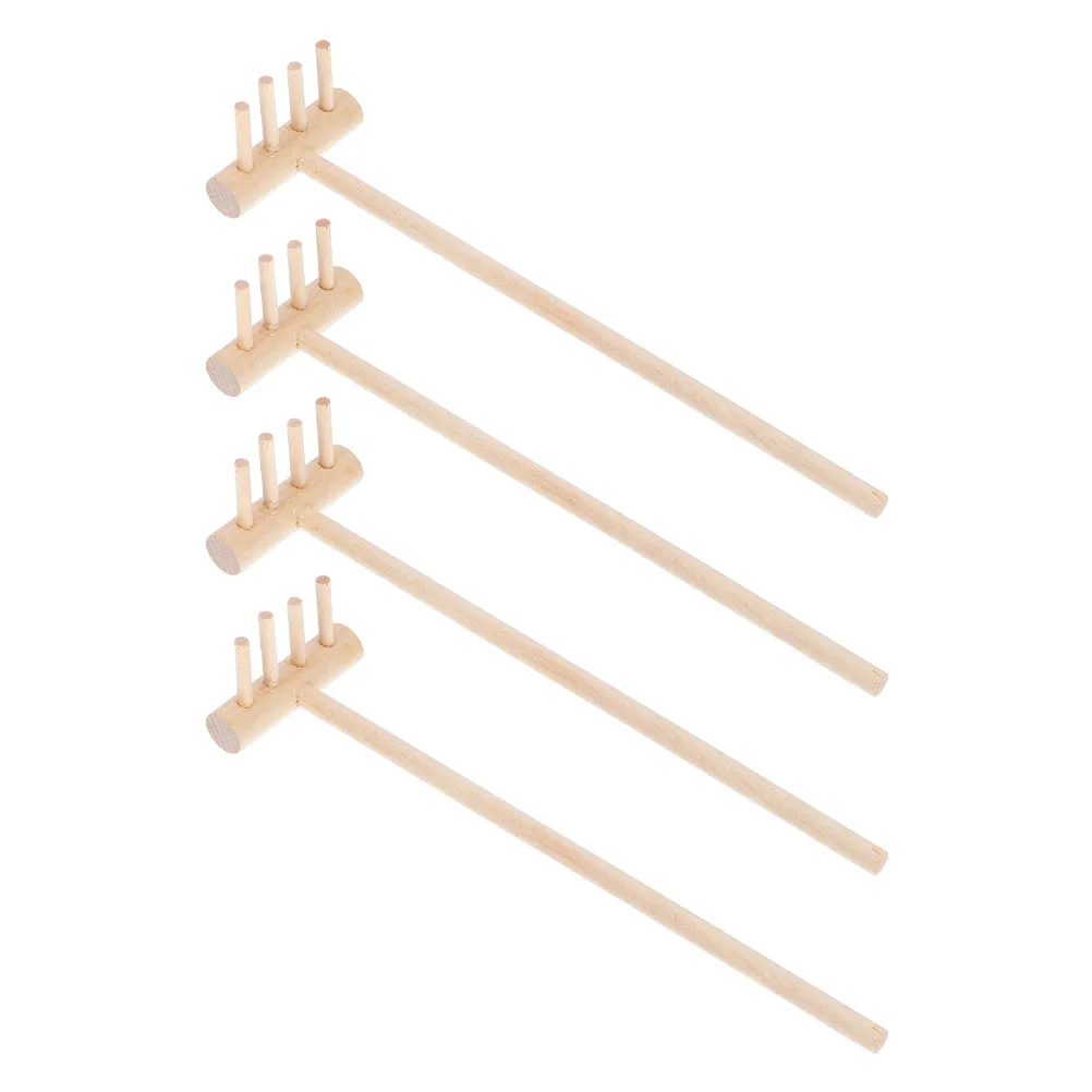 

Набор из 4 миниатюрных деревянных грабель для песочницы, настольного микроландшафта, творчества, создания успокаивающих песочных композиций, садовые инструменты для рабочего стола