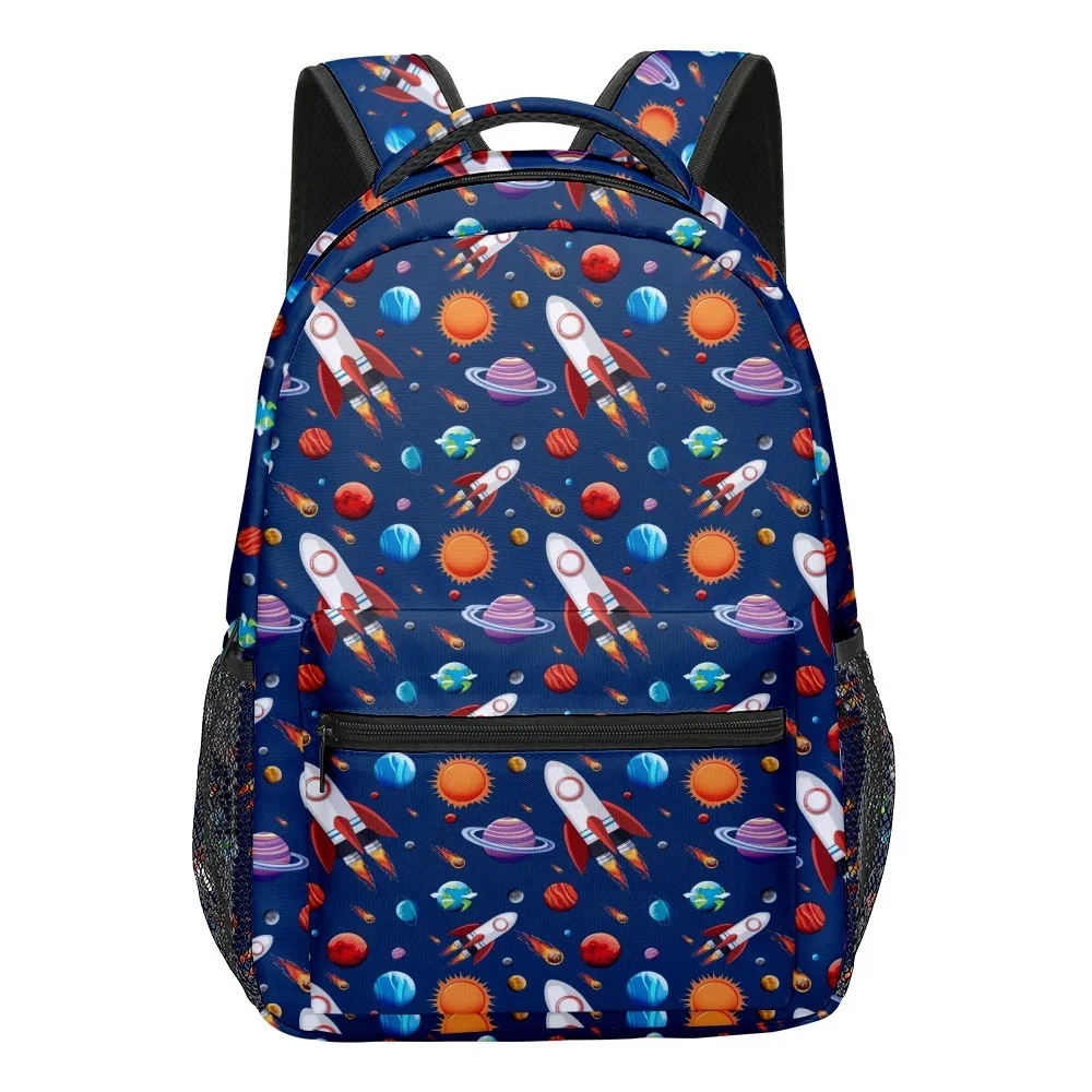 Cartoon Cool Space rocket Spacecraft student Bookbag Notebook Backpacks 3D Print Oxford Waterproof Boys/Girls Travel Backpacks