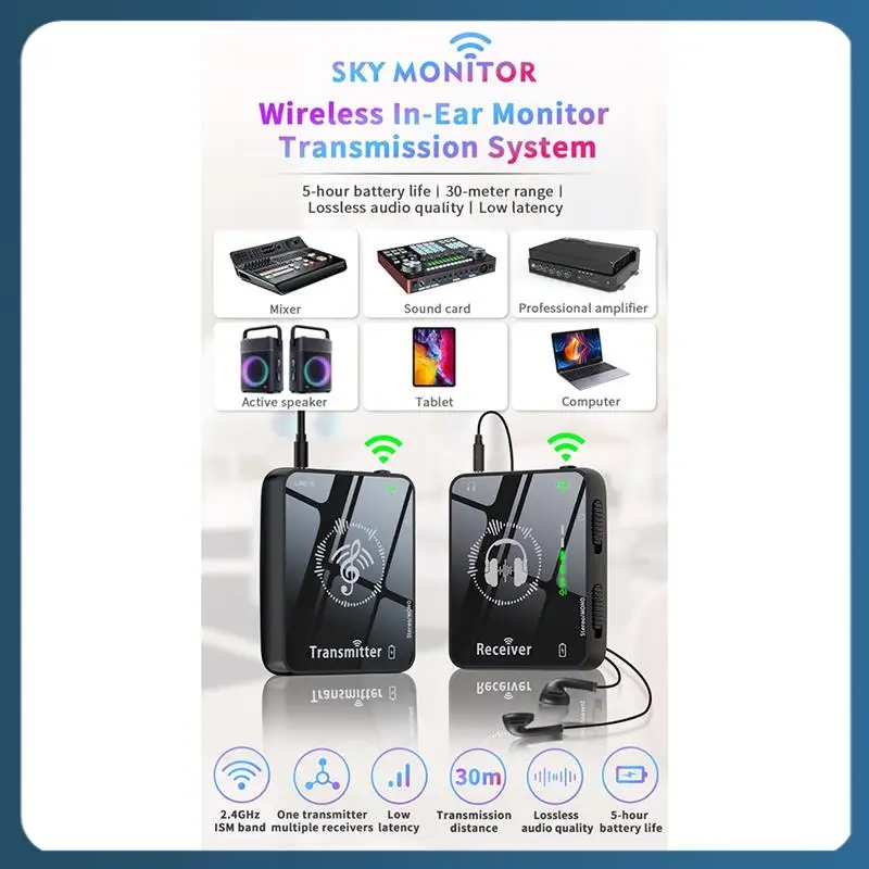 

Y22A-Новая беспроводная система передачи монитора для наушников 2,4 ГГц, поддержка моно/стереоперезаряжаемый передатчик и приемник