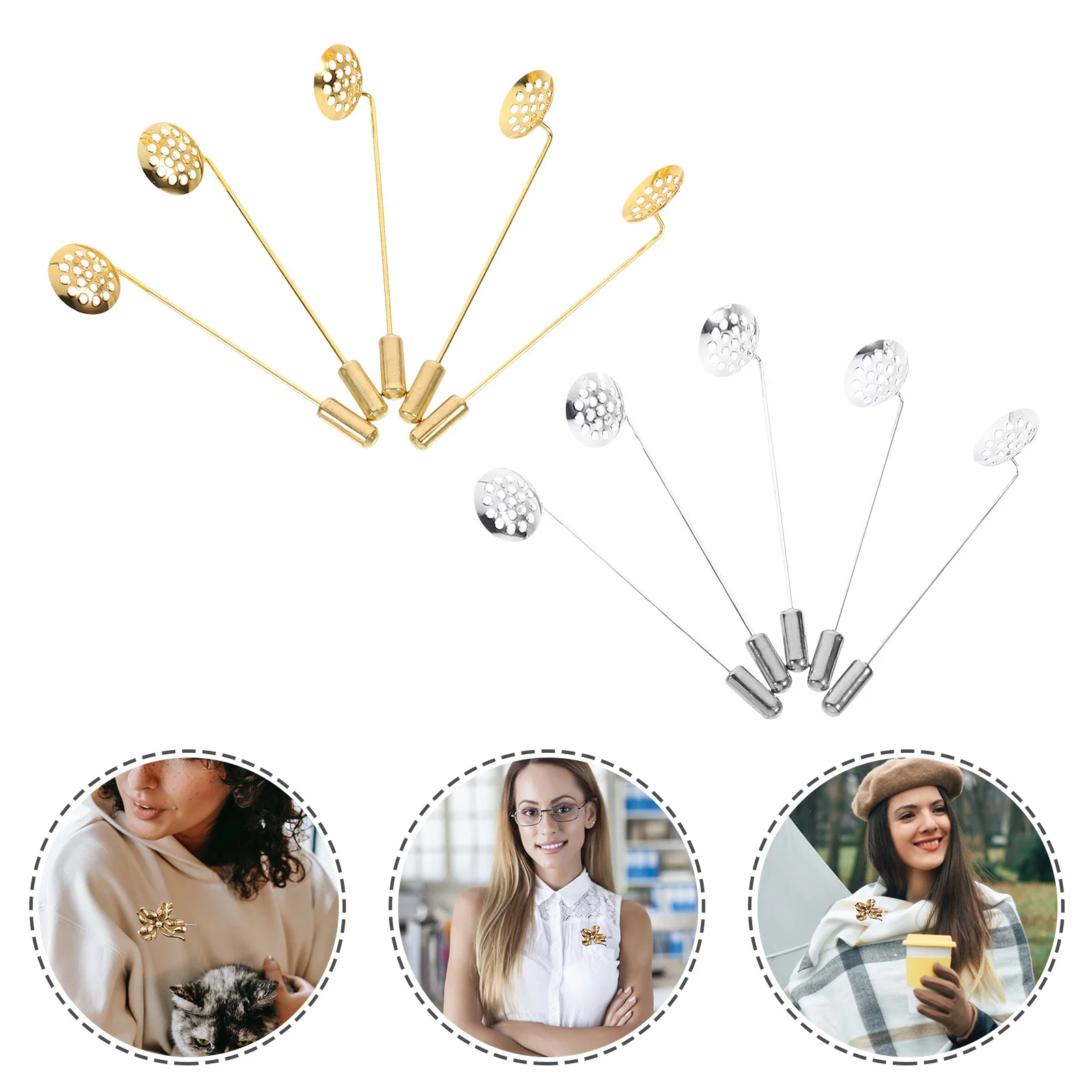 10 قطعة صينية شبكية صافي اكسسوارات سبائك الزنك بروش قواعد التلبيب عصا دبوس Diy بها بنفسك الحرفية الصدار الإعداد لصنع المجوهرات الخياطة