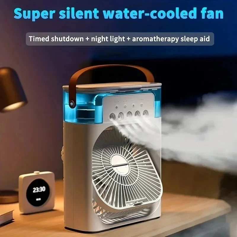 Hot 6 Inches Air Conditioner Cooling Fan With 5 Sprays 7 Color Light Portable Fan Air Cooler Kipas Mini Fan Air Humidifier