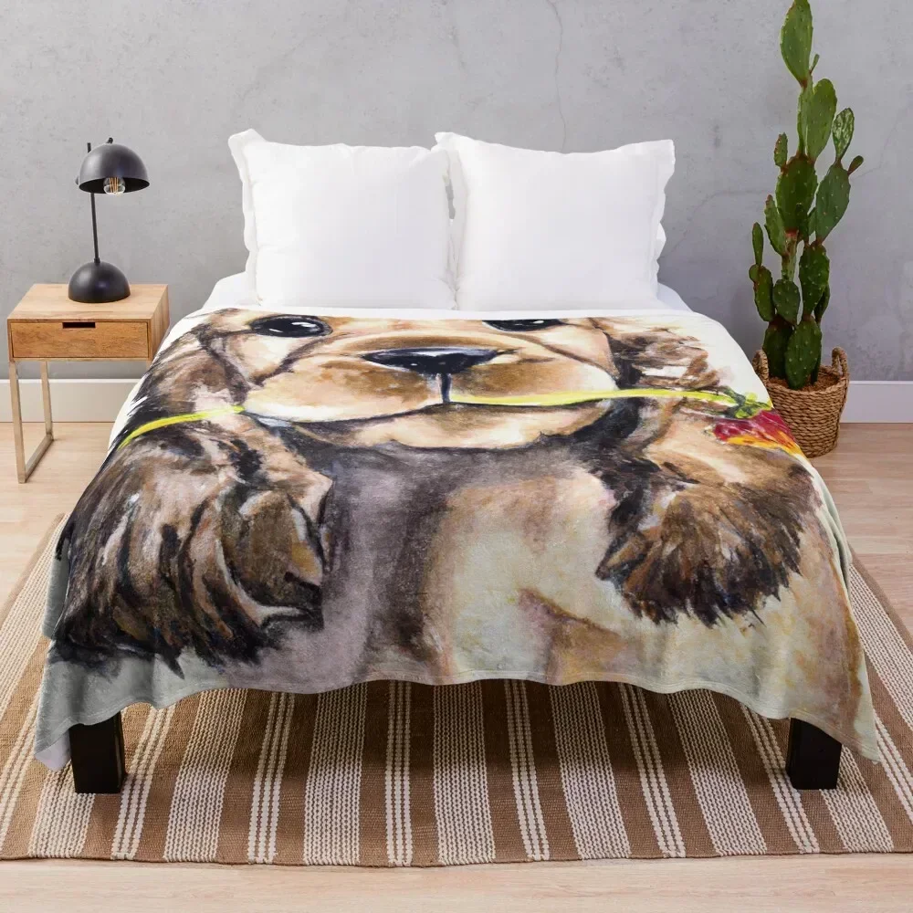 

Cocker Spaniel Puppy Flower Power 2 Throw Blanket Compact Warm Blanket for Car Road Trip