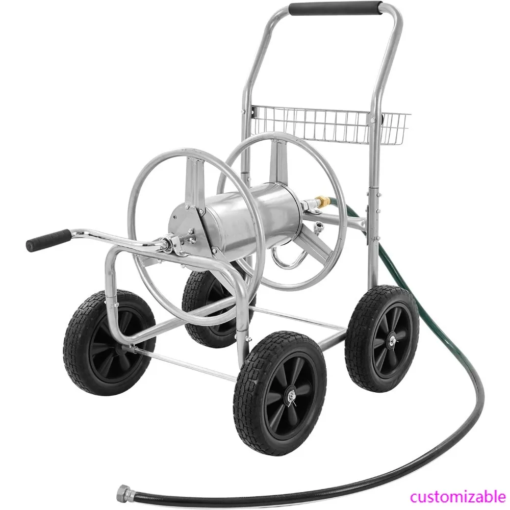 

Mobile Hose Reel, Holds 300 ft of 5/8 Hose, Garden Water Hose Cart with 4 Wheels, Heavy Duty Powder Coated