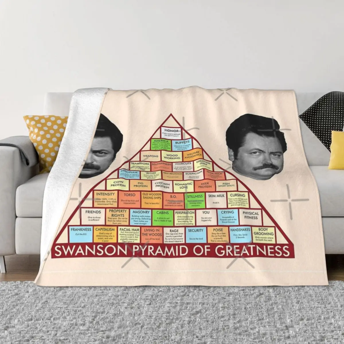 Ron Swanson Pyramid Of Greatness Home Knee Blanket Couple Blankets Winter Warm Blanket Throw Blanket