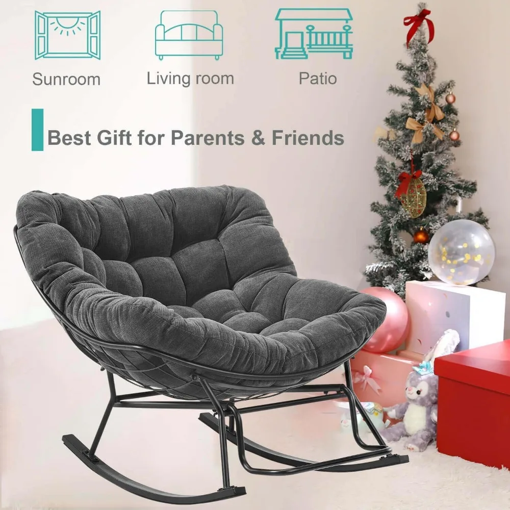 rocking chair nursery, ergonomic papasan with soft thick cotton cushion, comfy sofa recliner egg papasan chair for living room b
