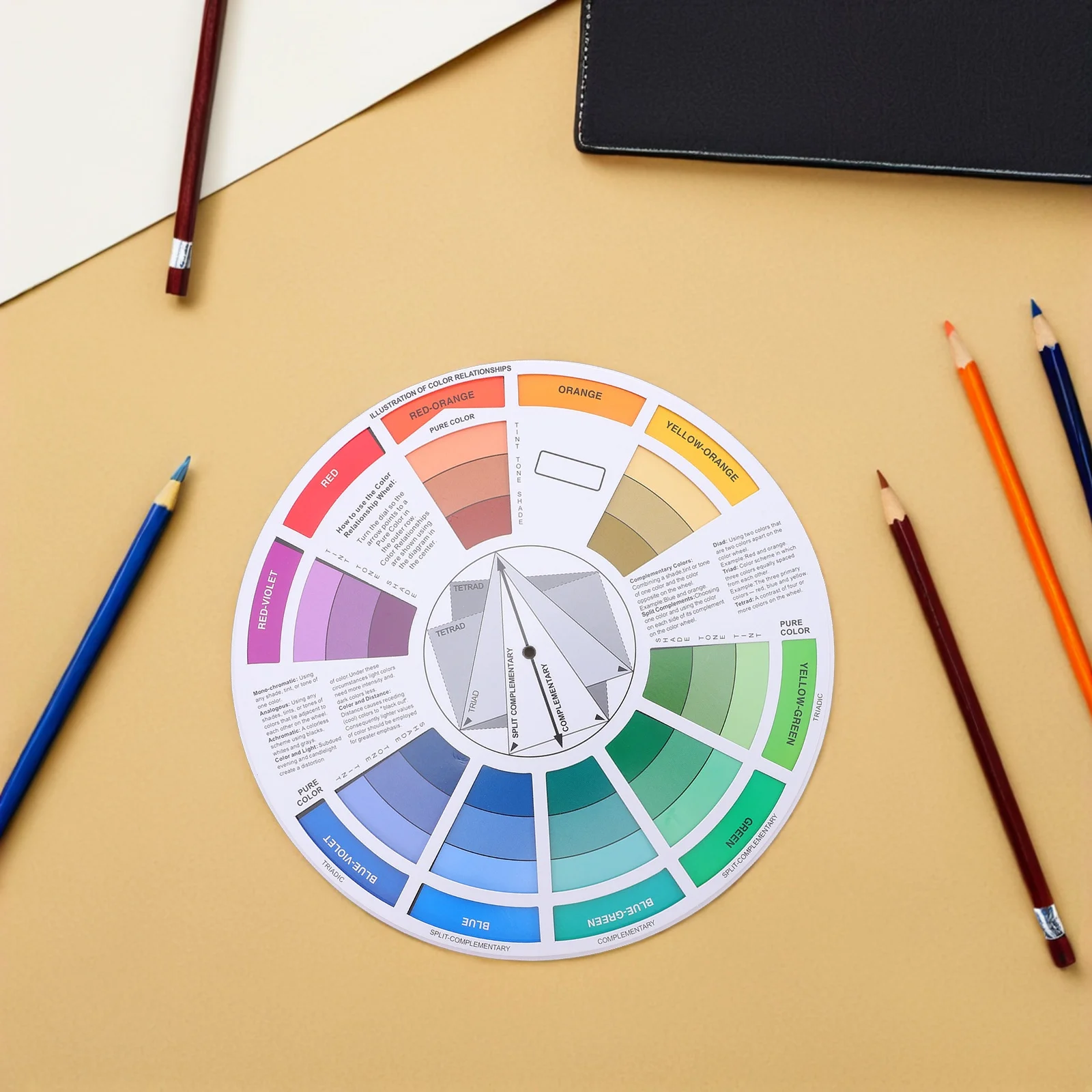 

Three Tier Color Wheel Mixing Guide Round Pigment Card for Nail Art Microblading Professionals Rotating Design