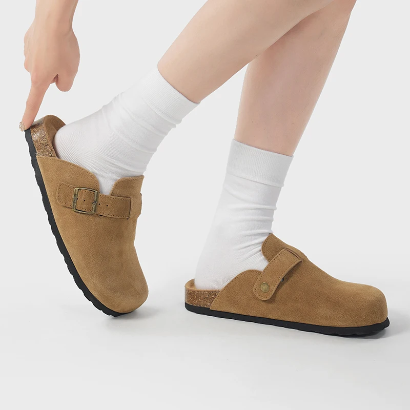 UTUNE Retro Suede Clog Slippers Men's & Women's Soft Cork Sole Comfortable Casual Mules Indoor & Outdoor Non-Slip Home Shoes image 3