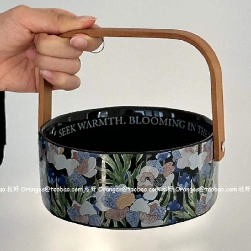 

Handcrafted Ceramic Iris Flower Plate, Vintage Tea Fruit Basket, Unique Original Gift for Snacks and Sweets, Artistic Dish