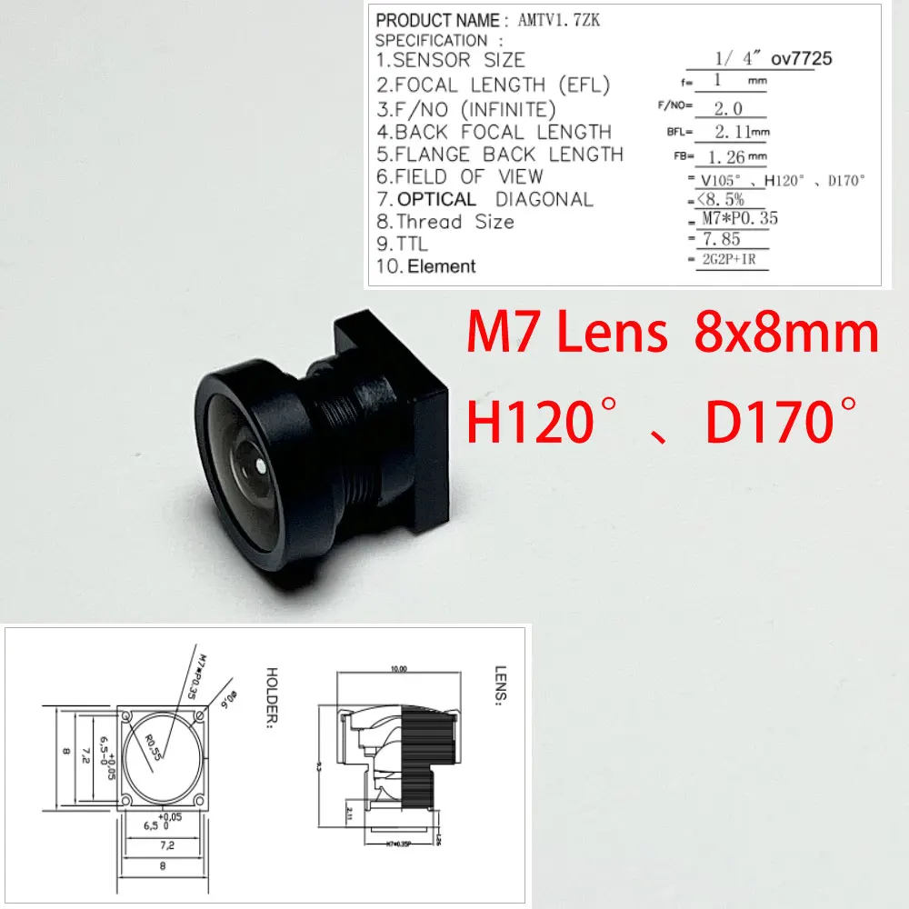 M7 1.8MM HD Lens Wide Viewing Angle 170Degree Mini Fisheye Lens FPV Camera Racing Camera Drones Lens IMAGE PLANE 1/4 CCD