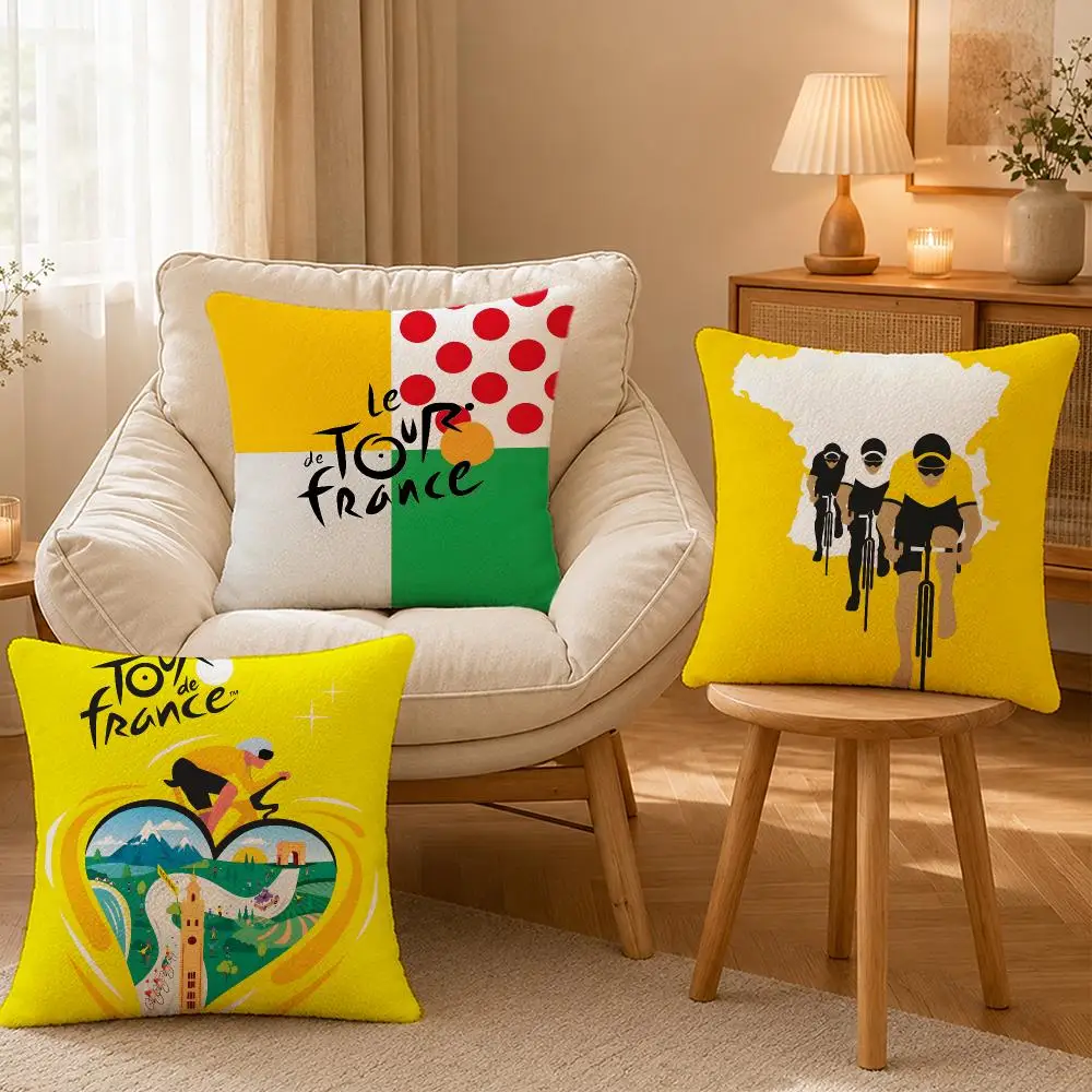 Cycling Tour De France Racing Cushion Cover Personalized Short Plush Cushion Cover Sofa Pillowcase Bedroom Home Decor Gift