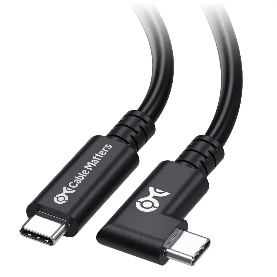كابل USB 4 بزاوية قائمة 20 جيجابت في الثانية منافذ 9.8 قدم تصل إلى [8K@30 هرتز 4K@120 هرتز فيديو 240 وات شحن نقل بيانات 20 جيجابت في الثانية] متوافق مع Th