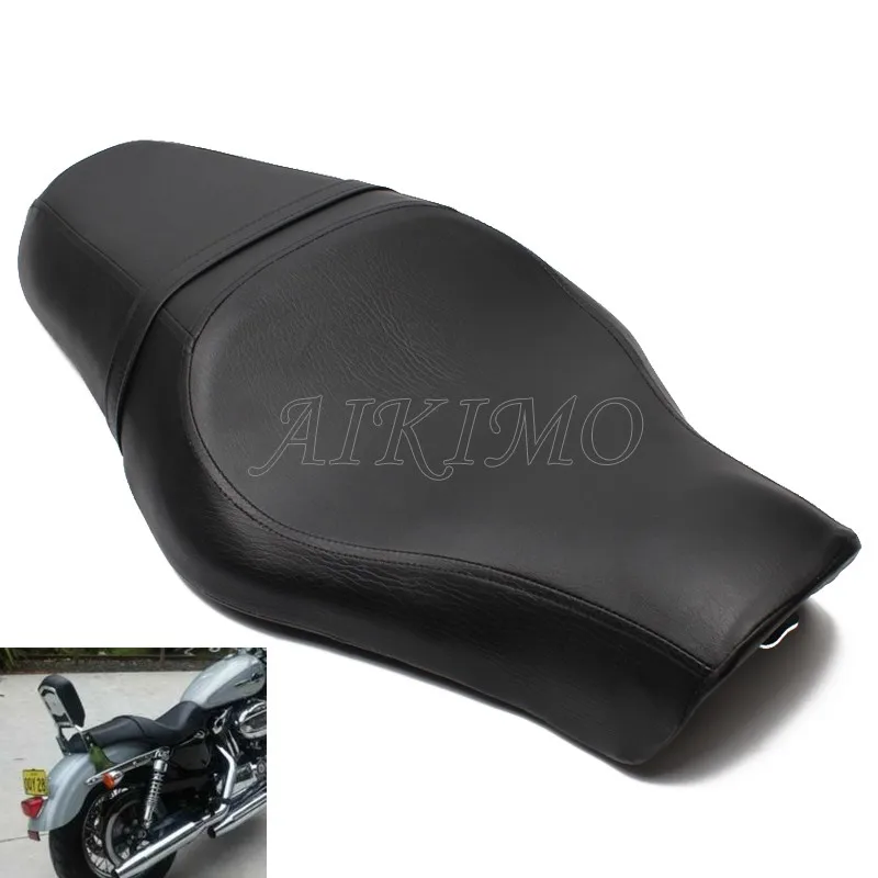Motorcycle Driver Rear Passenger Two Up Seat for Harley Sportster XL 1200 883 48 Black