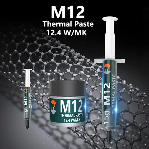 Nouvelle graisse thermique haute Performance M12 pâte thermique pâte de plâtre termica 12.4 W/mk 1/4/8/15/30g pour CPU/PS5/LED/PC de bureau