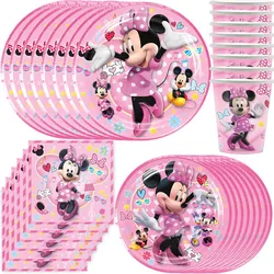 50 pezzi Disney Minnie Mouse Articoli per feste Rosa Minnie Set di stoviglie usa e getta Baby Shower Decorazioni per feste di compleanno per ragazze per bambini