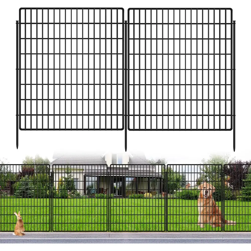 10 Panels Garden Fencing Animal Barrier, 33 in(H) X 24 ft(L) Dog Fence Outdoor for Yard Rustproof No Dig Decorative Tall Garden