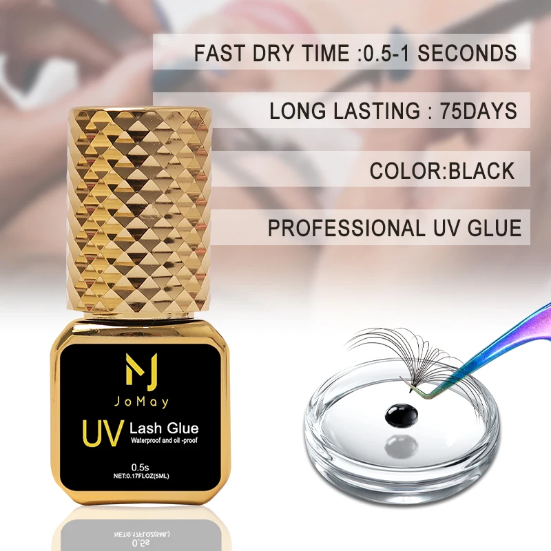 Wodoodporny klej do rzęs UV o długotrwałym działaniu, szybkoschnący w 1 sekundę, mocny klej do przedłużania sztucznych rzęs, miękki klej do przeszczepiania rzęs.