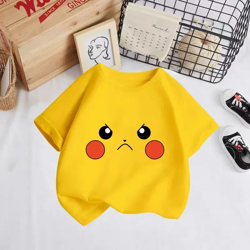 Cute New Pokemon Pikachu Children\'s T-Shirt Printed Girls\' Funny Clothing Boys\' Children\'s Shirts Baby T-shirts