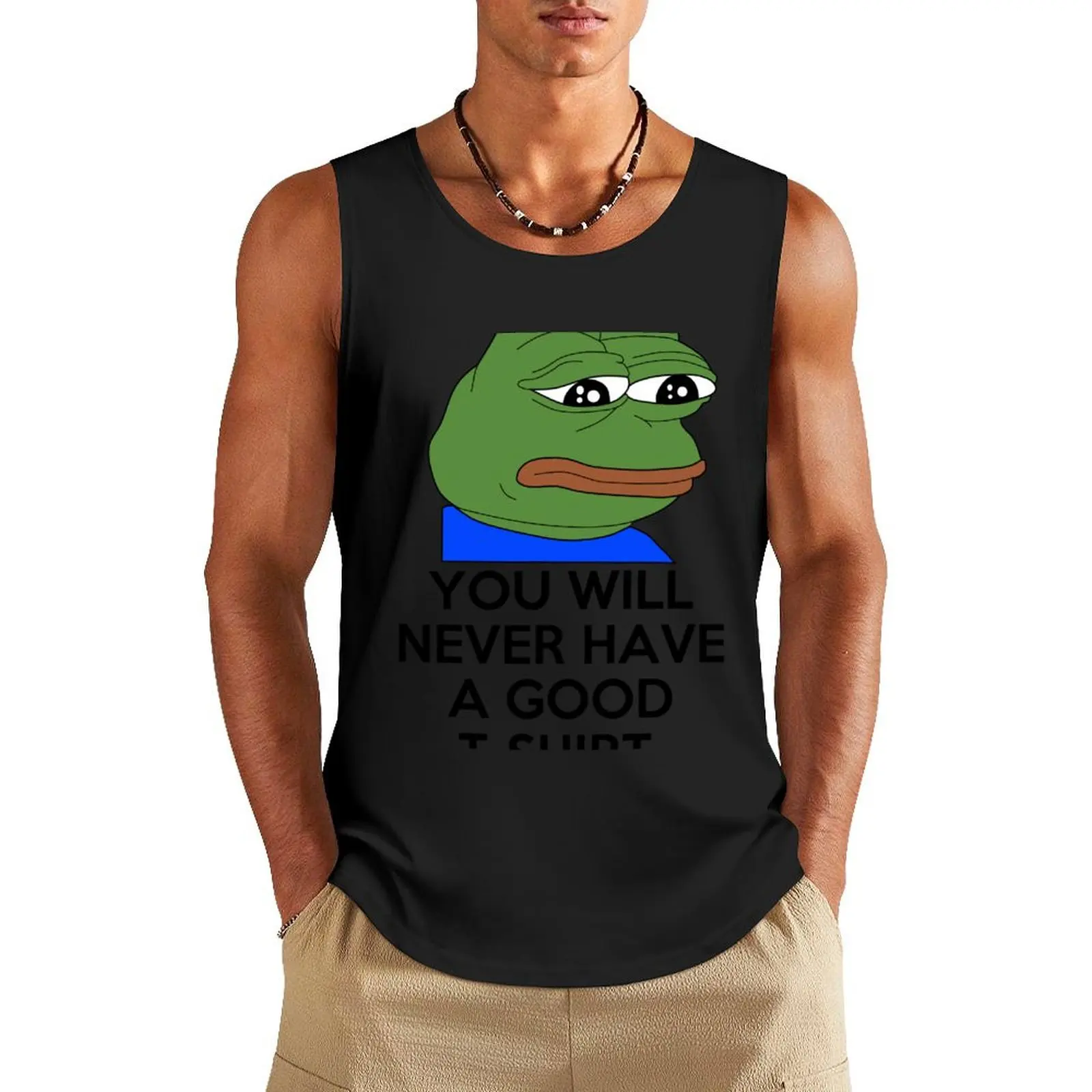 

Feels Bad Man Tank Top cotton t-shirts man anime gym Men's summer t-shirt singlets for men