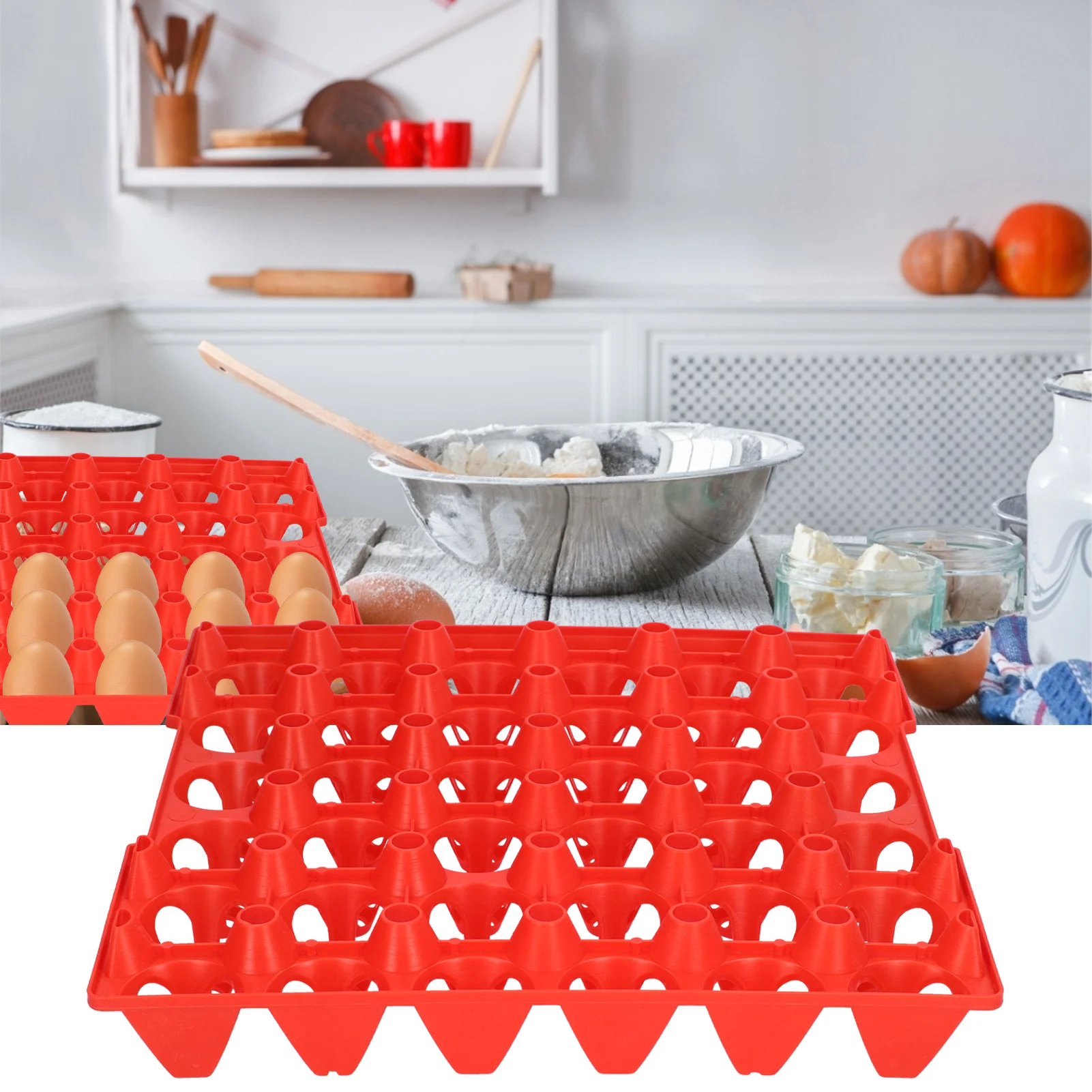 5Pcs 30 Grids Stackable Plastic Egg Tray Portable Egg Holder Farm Household Egg Storage And Transportation Protective Crate Tool