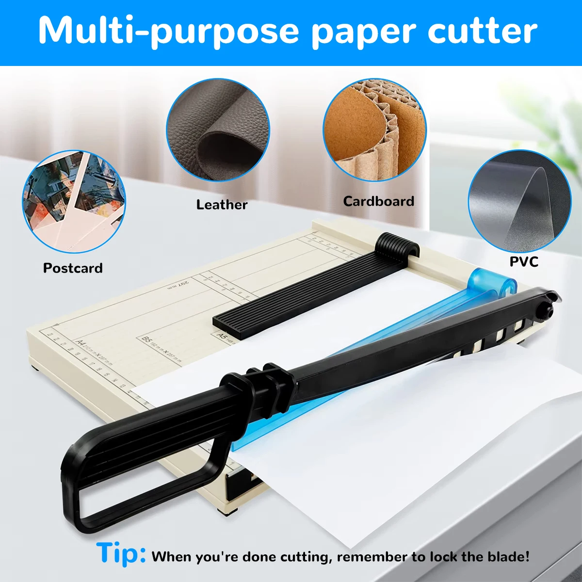 B7-A4 Manual Detachable Paper Cutter Office Supplies Multi-Functional Cutting Machine Photo Trimming Tool with Stripping Press