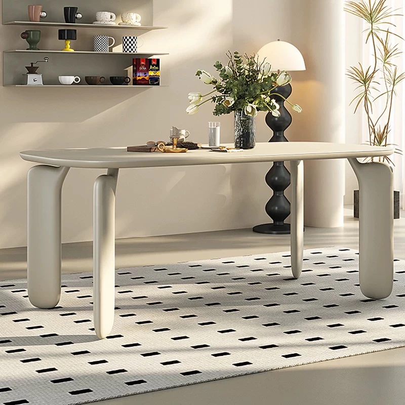 

White Waterproof Dining Table Nordic Rectangle Living Legs Dining Table Stand Minimalist Set Di Mobili Da Giardino Furniture