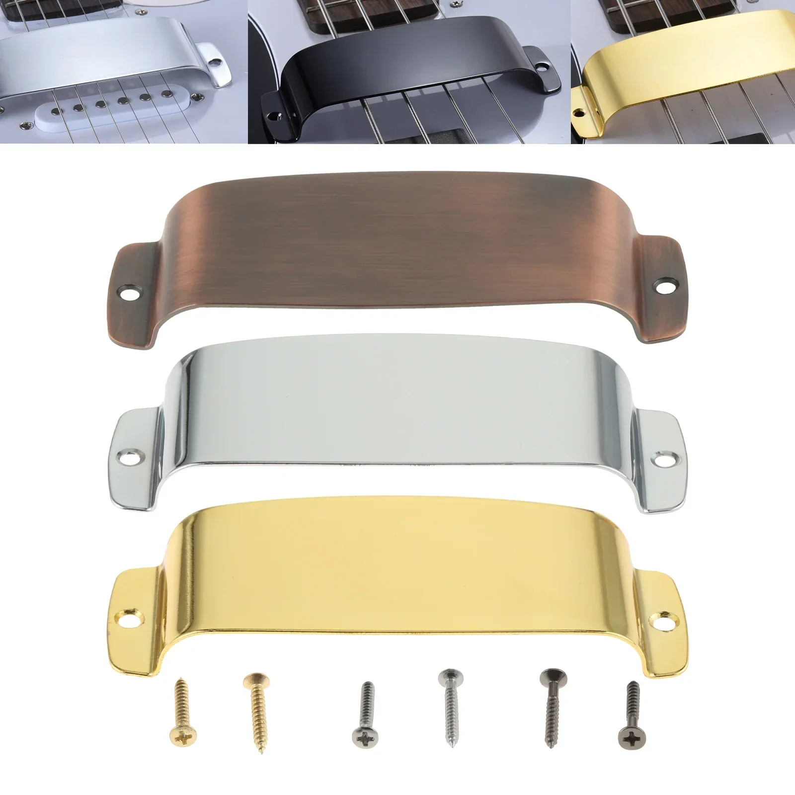130x50mm 금속 일반 베이스 기타 픽업 커버, 재즈베이스 기타 부품 및 액세서리 용 나사 포함 3 색 골드/실버/브론즈
