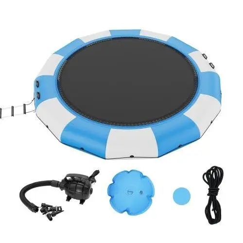 15ft Inflatable Water Bouncer with Ladder & Pump – Portable Trampoline for Kids & Adults, Perfect for pool & Lake Adventures