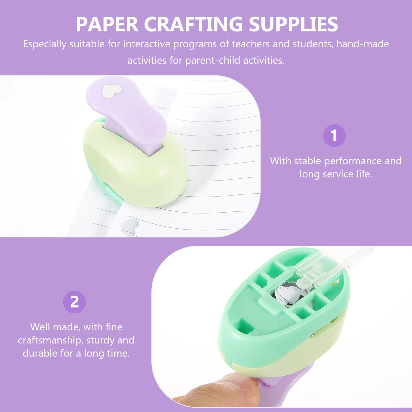 

3 Pcs Paper Punch Circle Heart Flower Shape Embossing Device Hole Puncher for DIY Scrapbooking Kids Activities