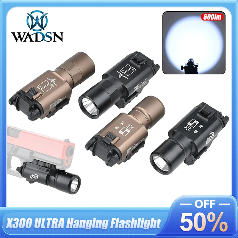 

WADSN Tactical Metal SureFire X300 Serie X300 Ultra Pistol Gun LED Light Airsoft Pistol Scout Hunting Flashlight Fit 20mm Rail