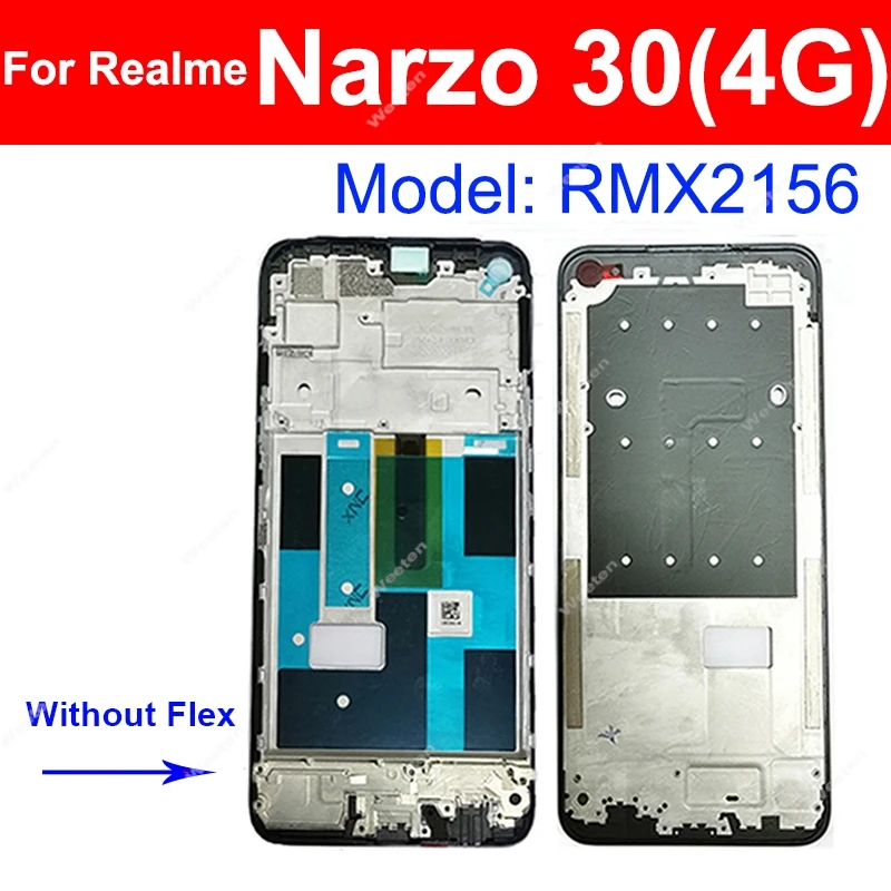 For Realme Narzo 30 20 10 Pro 30A 20A 10A 4G 5G Front LCD Housing Cover LCD Screen Frame Front Holder Replacement Parts