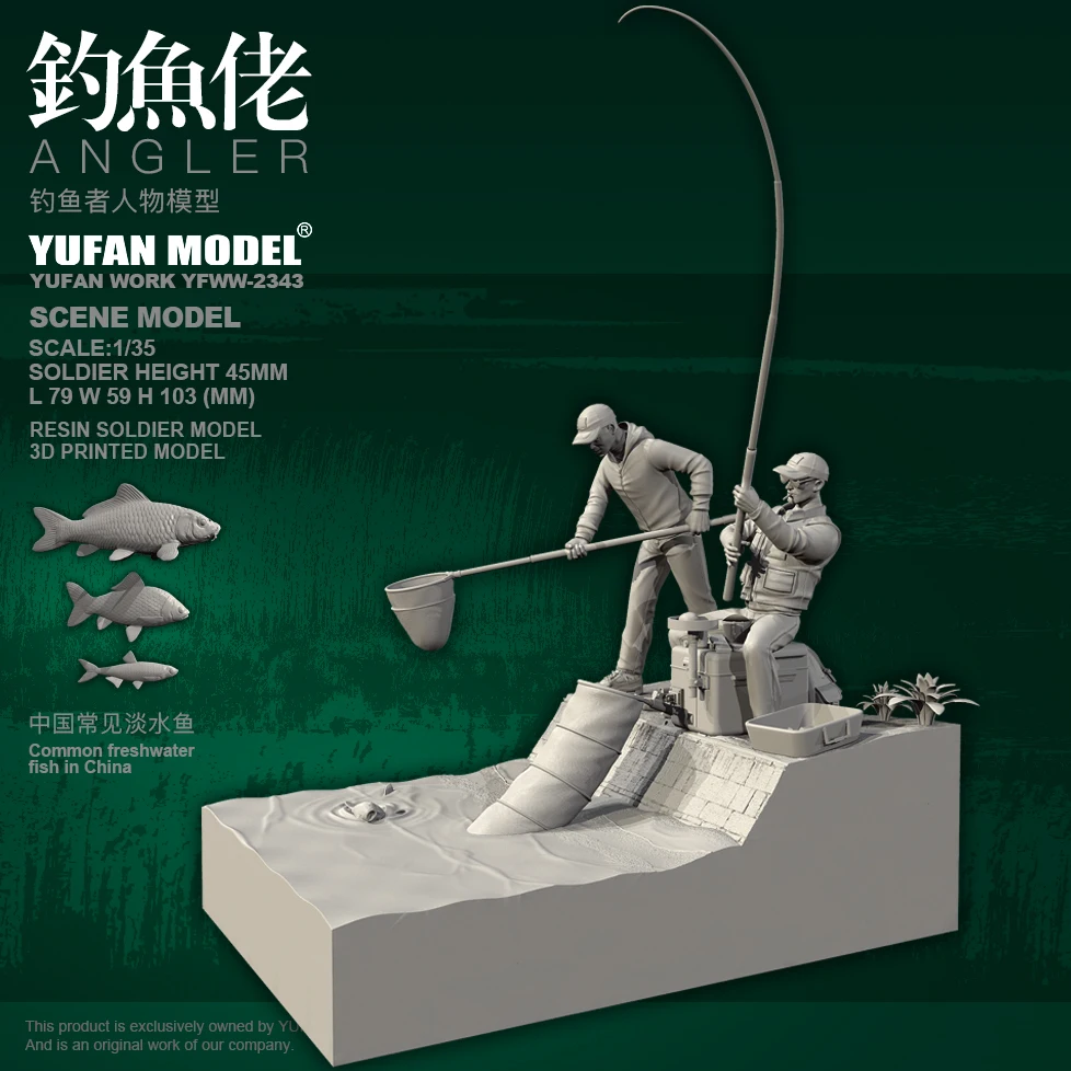 YUFAN Oryginalna figurka z żywicy w skali 1/35 Rybak YFWW-2343 + 3D