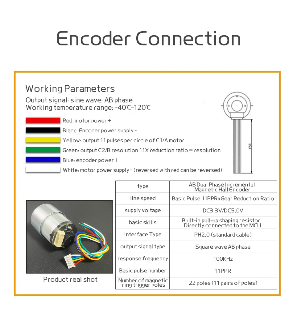 37-520 Getriebemotor 12V DC Untersetzungsgetriebemotor mit Drehzahlmessung Hall-Encoder Roboter Hochdrehmoment Bürstenmotor Metallzähne – Detail 2