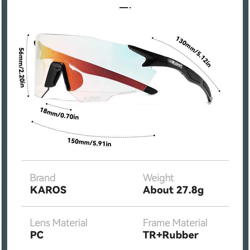 KAROS Photochromic Cycling Glasses MTB Road Bike Eyewear Men Women Outdoor Sports Sunglasses Adjustable Lens for Bicycle K01 - view 4