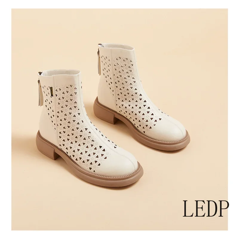 

Women's Summer Boots Luxury Artificial Leather Ankle for Women Trends Comfortable Short Outdoor Fashion White Heeled Shoes