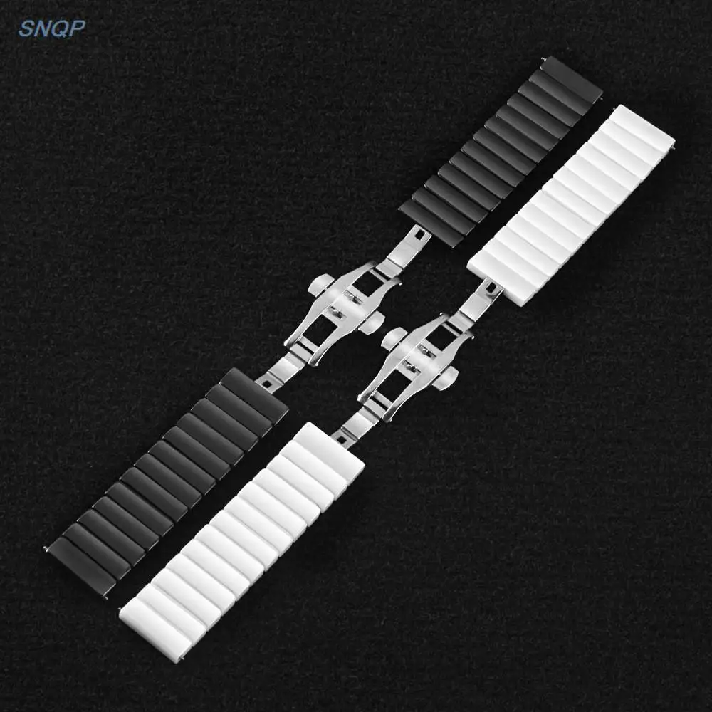 범용 버터플라이 버클 스트랩, 세라믹 시계 밴드, 삼성에 적합한 갤럭시 워치, 액티브 2, 팔찌 벨트, 20mm 22mm 24mm, 42mm 46mm