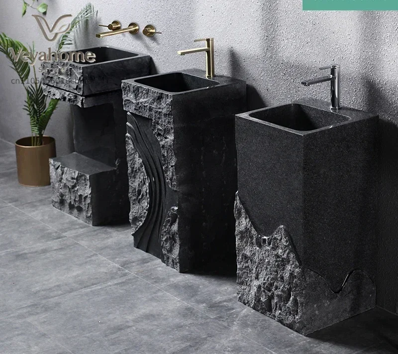 Stone Pedestal Basin Floor Outdoor Courtyard Wash Basin Garden Sink Balcony Light Luxury Wash Basin