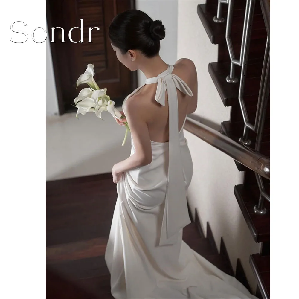 Sondr Customized Halter Backless Korean Wedding Dresses Elegant Sleeveless Bridal Party Dresses Photo Shoot Gown 2026 New