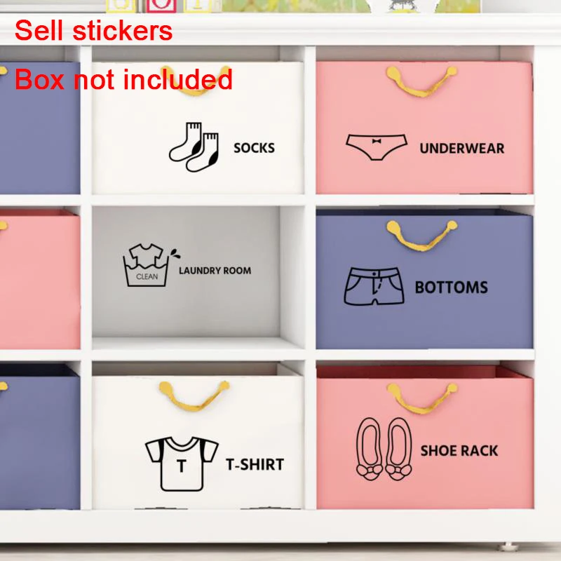 7pcs Clothing Classification Cabinet Stickers Clothes Logo Underwear Socks Label Wardrobe Sticker For Girl Boy Room Organization