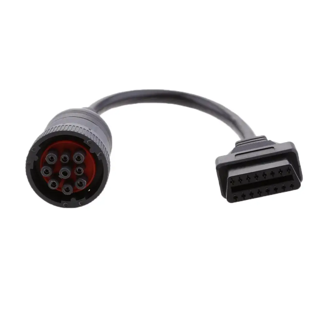 9 Pin J1939 Pin OBD2 OBD-II Female Interface Diagnostic Cable Adapter for