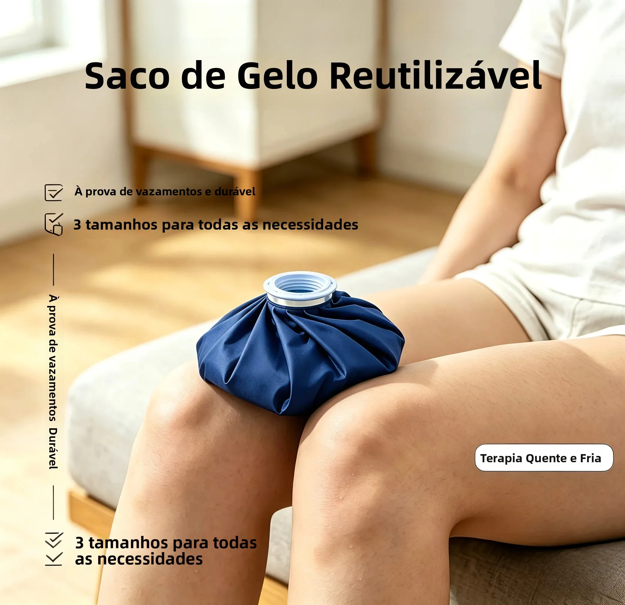 Bolsa Térmica à Prova de Vazamentos para Terapia Quente e Fria, Pacote Frio Reutilizável em 3 Tamanhos para Alívio da Dor, Recuperação de Lesões, Esportes, Primeiros Socorros